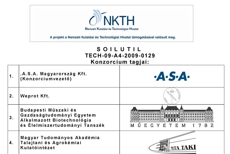 "Soilutil - innovatív talajjavítás hulladékokkal" - projekt menedzsment