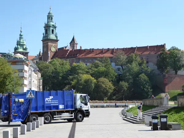 UNESCO FCC truck in front of Wawel Castle in Cracow