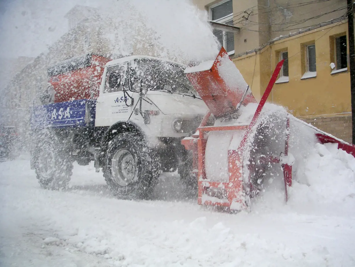55 .A.S.A. snow machines perform winter maintenance in Bratislava