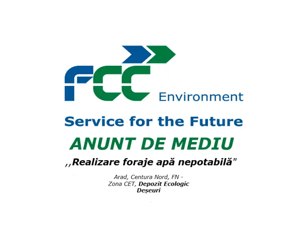 ANUNT de MEDIU pentru Realizare Foraje Apă Nepotabilă
