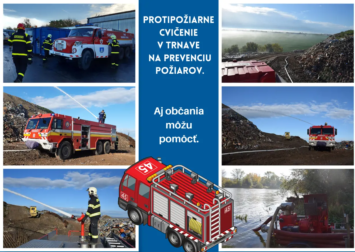 Protipožiarne cvičenie v centre odpadového hospodárstva v Trnave