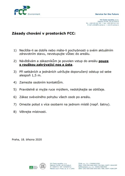 zásady chování v fcc 